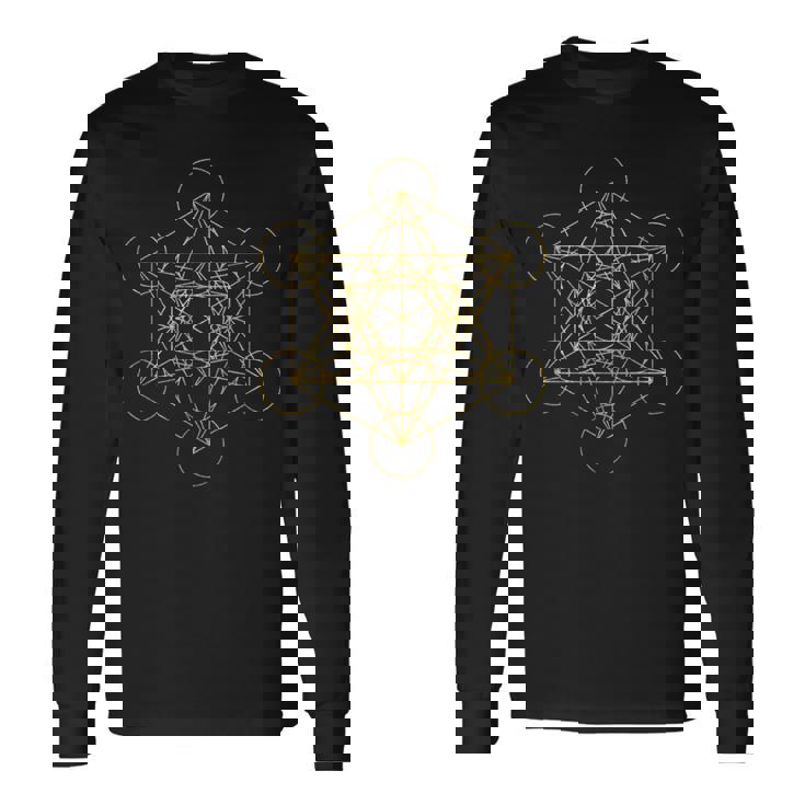 Metatron's Cube Sagrada Geometría Yoga Pray Camiseta de manga larga