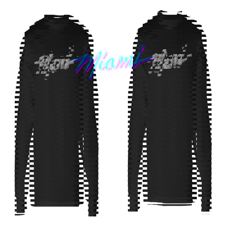 Miami -Aperwave Synthwave Anni '80 Stile Retro Maglietta a maniche lunghe