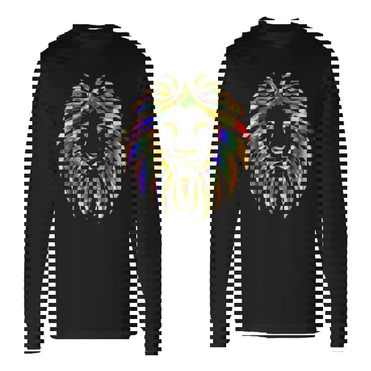 Motif Lion Psychédélique Abstrait Fractal T-shirt à manches longues