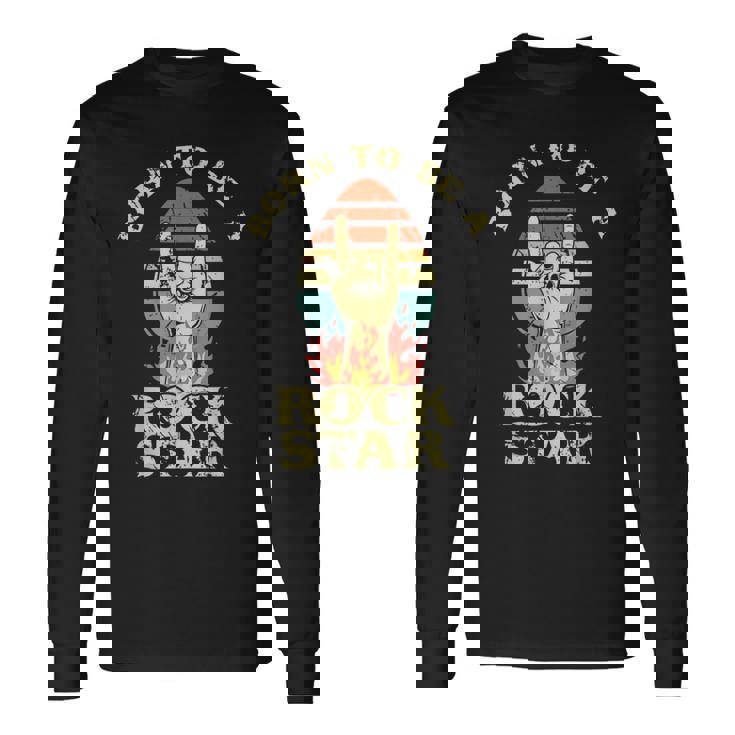Nacida Para Ser Estrella Del Rock De La Mano Cuernos De La Camiseta de manga larga