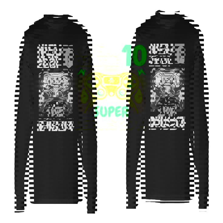 Niveau 10 Débloqué Super Depuis 2014 Anniversaire Gamer T-shirt à manches longues