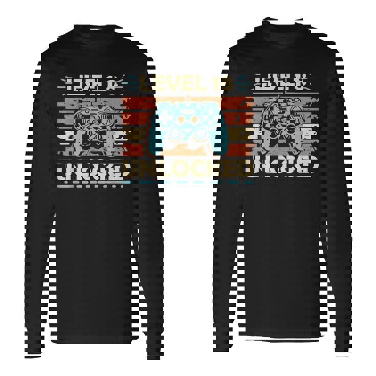 Nivel 18 Desbloqueado 18 Cumpleaños 18 Añosideojuegos Camiseta de manga larga