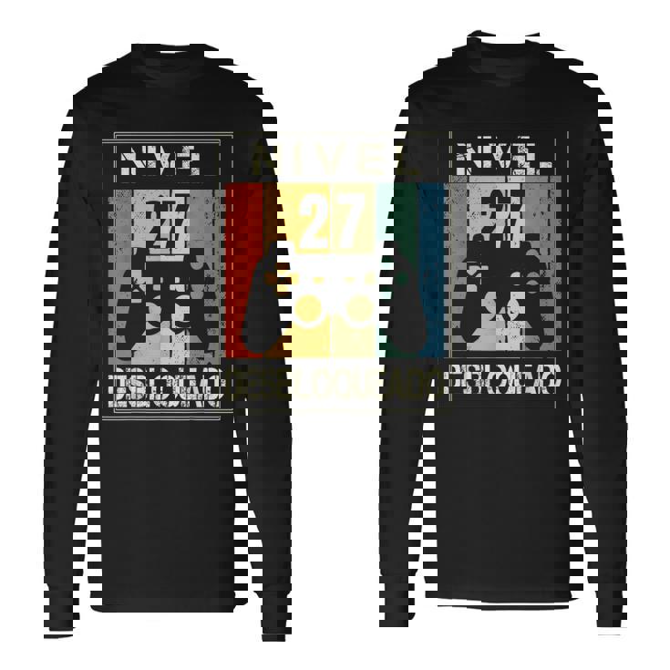 Nivel 27 Desbloqueado Gamer 27 Años 1995 Divertido Chico Camiseta de manga larga