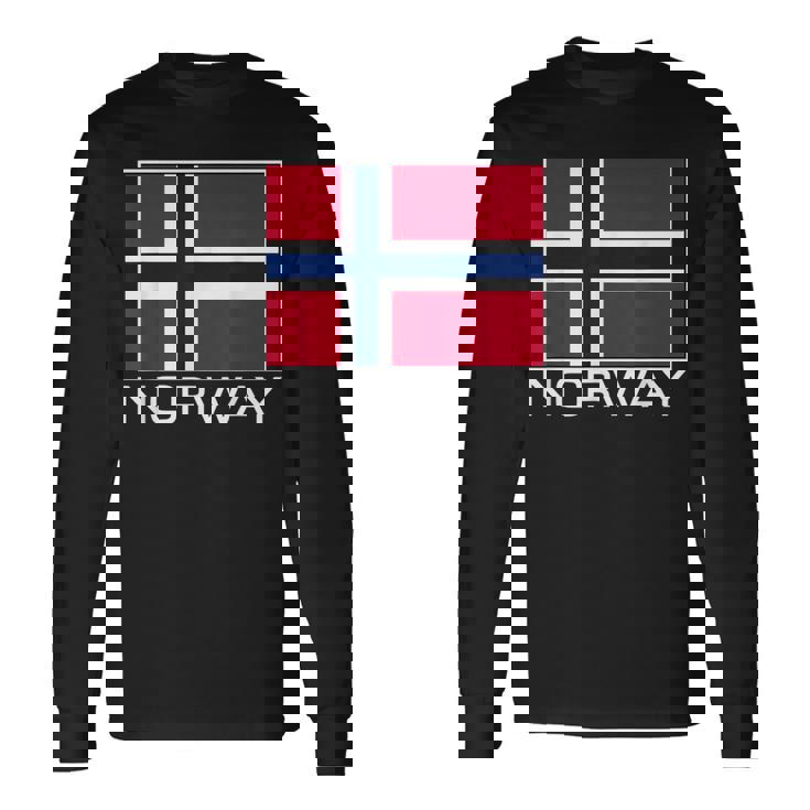 Norvegia Bandiera Nazionale Norvegese Banner Norge Maglietta a maniche lunghe