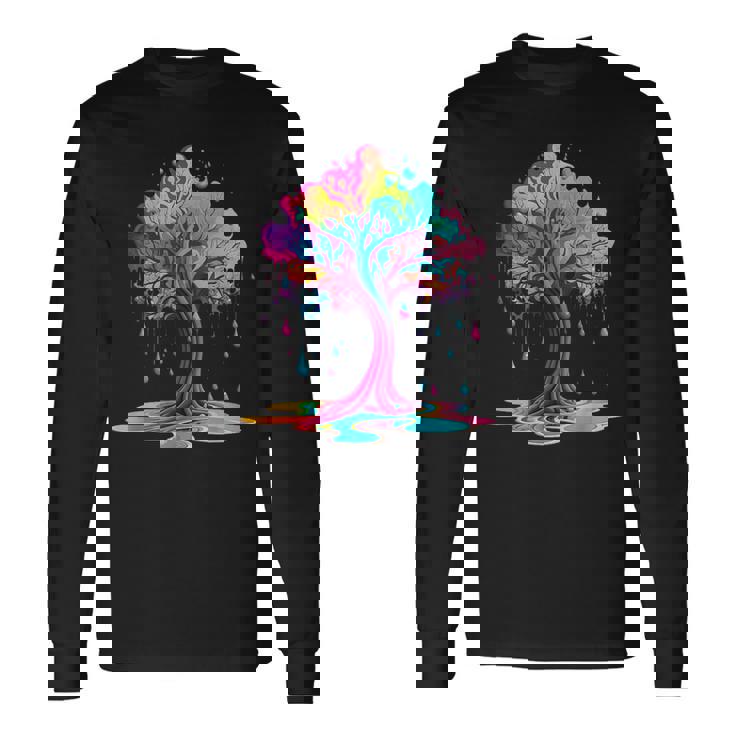 Paint Drip Tree Paint Splash Tree Of Life Long Sleeve T