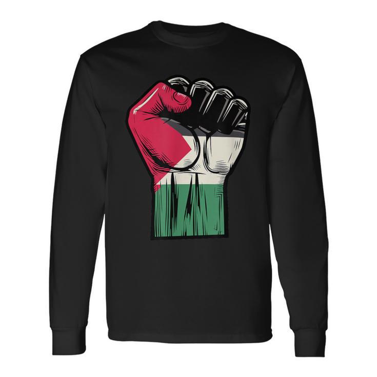 Palestine Flag Fist Palestine Flag Langarmshirts Geschenkideen