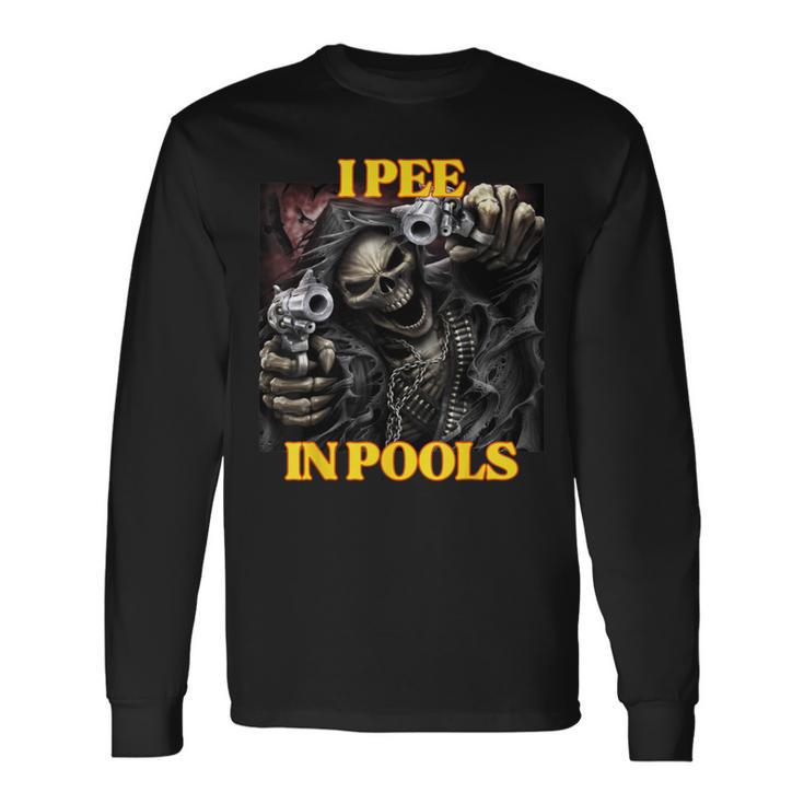 I Pee In Pools Cringe Hard Skeleton Meme Langarmshirts Geschenkideen