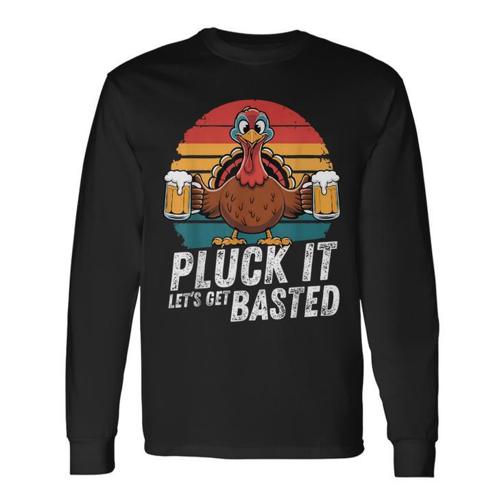 T-shirt Manches Longues Thanksgiving 'Time To Get Basted' - Coton, Unisexe Adulte, Neuf Sans étiquettes
