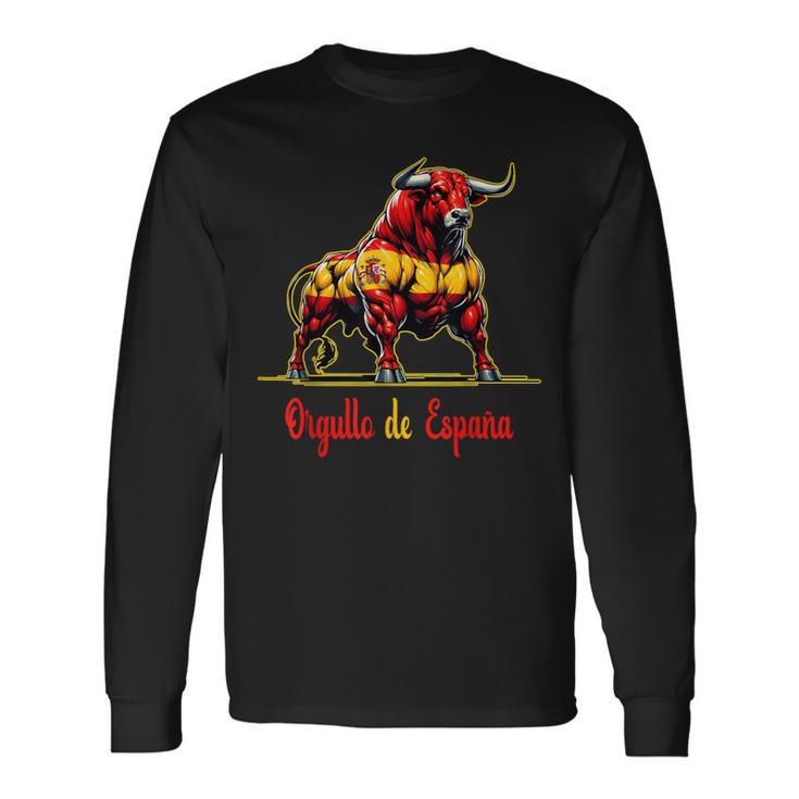 Proud Of Spain Bull Flags Español Pamplona Langarmshirts Geschenkideen