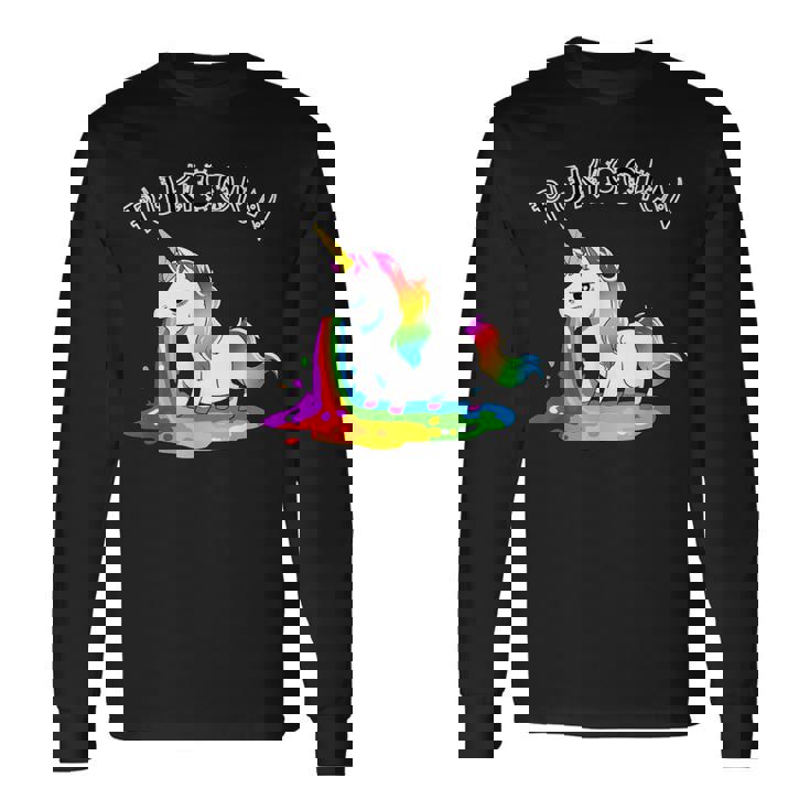 Pukicornómito De Unicorniosómito De Arco Iris Camiseta de manga larga