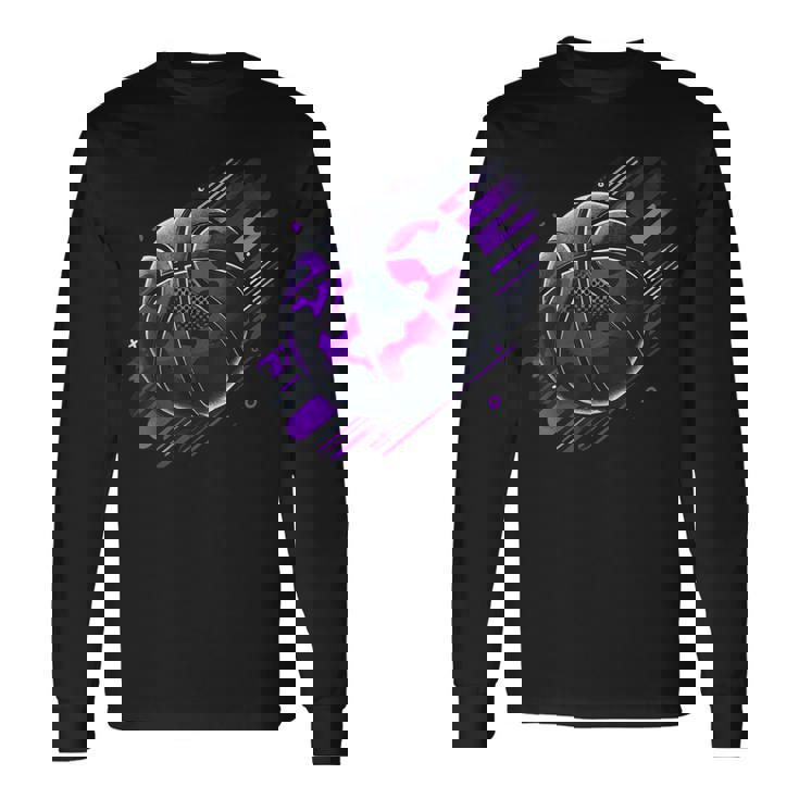 Purple Basketball Camouflage Long Sleeve T-Shirt