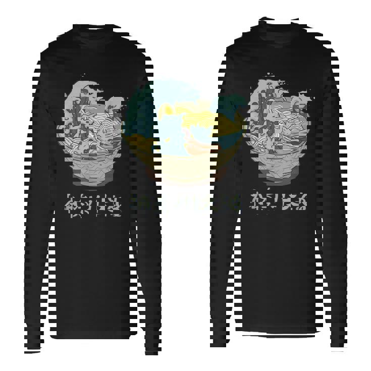 Ramen Artístico Kawaii Gran Ola De Kanagawa Camiseta de manga larga Ideas de regalos