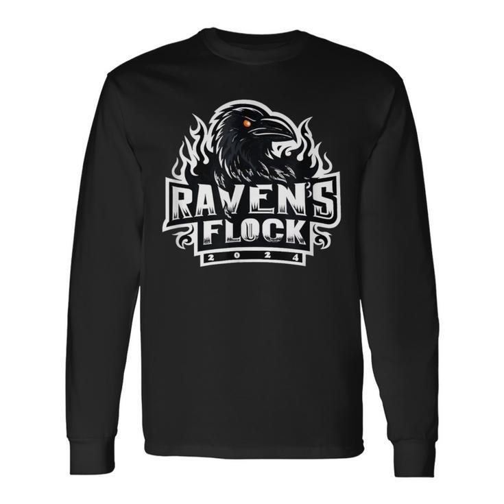 Ravens Flock Long Sleeve T-Shirt - Seseable