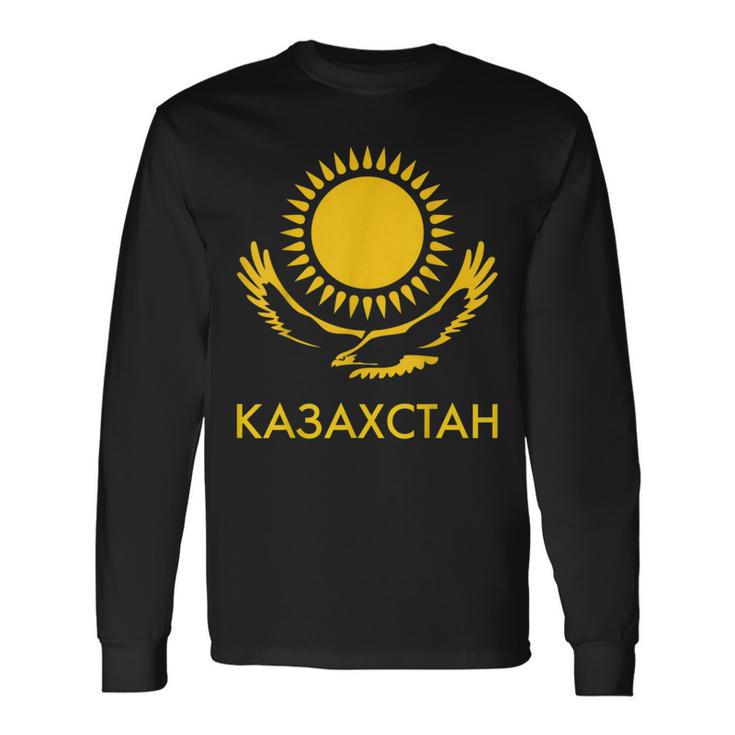 Republic Of Kazakhstan Qazaqstan Kazakhstan Kazakh Flag Langarmshirts Geschenkideen