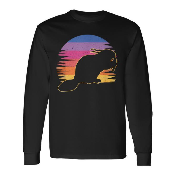 Retro Beaver Beaver Lovers Bobr Meme Langarmshirts Geschenkideen