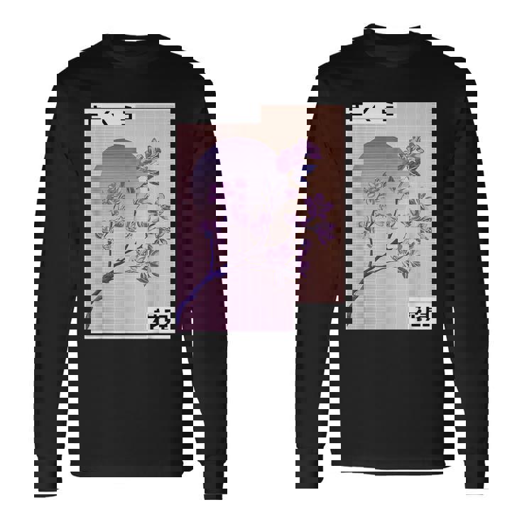 Retro Otaku Fiori Di Ciliegio Giapponesi Sakuraaporwave Maglietta a maniche lunghe