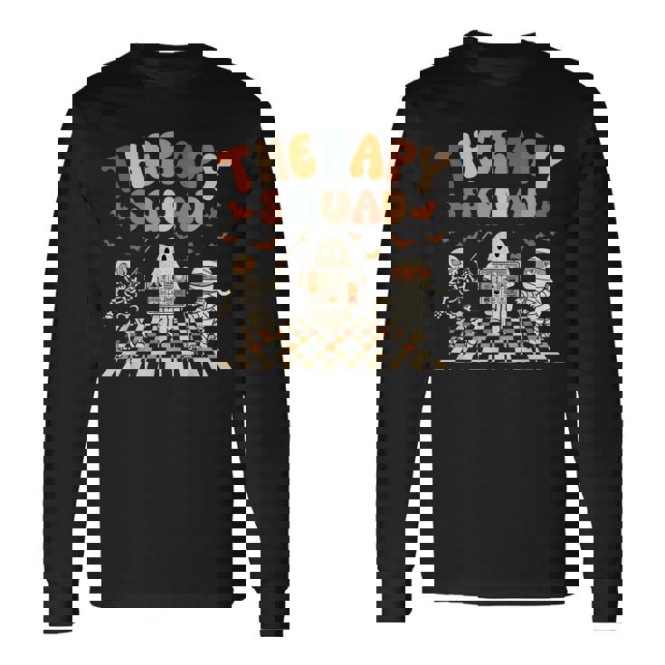Retro Therapy Squad Slp Ot Pt Team Halloween Speech Physical Long Sleeve T-Shirt