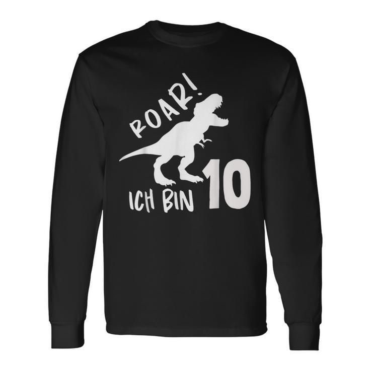 Roar Ich Bin 10 Jahre Alt 10Th Birthday T-Rex Dino Langarmshirts Geschenkideen