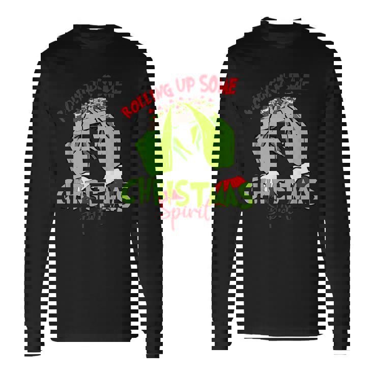 Rolling Up Some Christmas Spirit Xmas Santa Pajamas Holiday Long Sleeve T-Shirt
