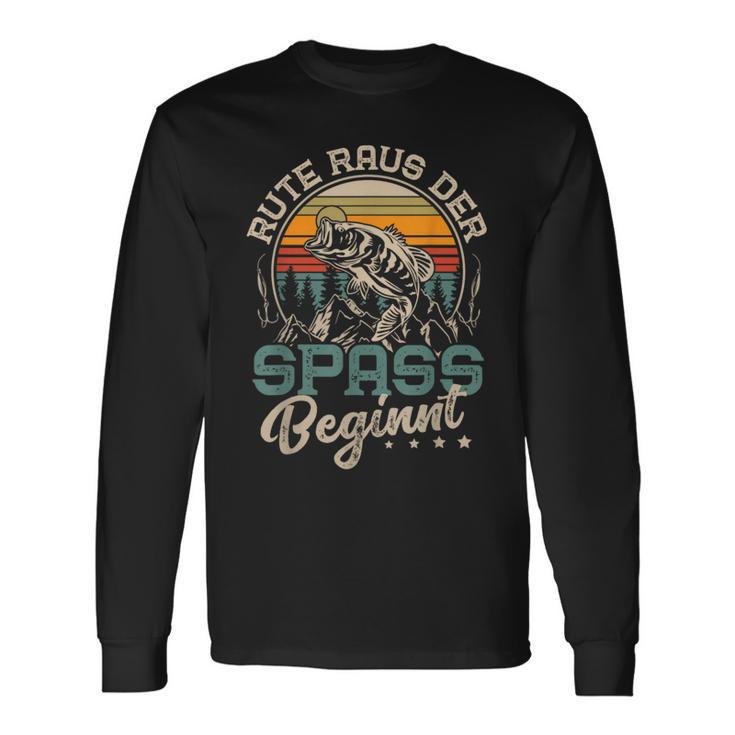 Rute Raus Der Spass Beginnt Fishingintage Angler Langarmshirts Geschenkideen