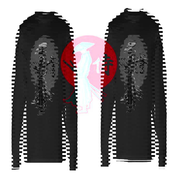 Samurai Tramonto Giapponese Warrior Sword Manga Anime Nippon Maglietta a maniche lunghe