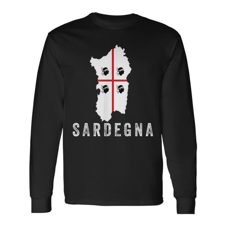 Sardegna Sardinien Karte Flagge Urlaub Italien Langarmshirts Geschenkideen