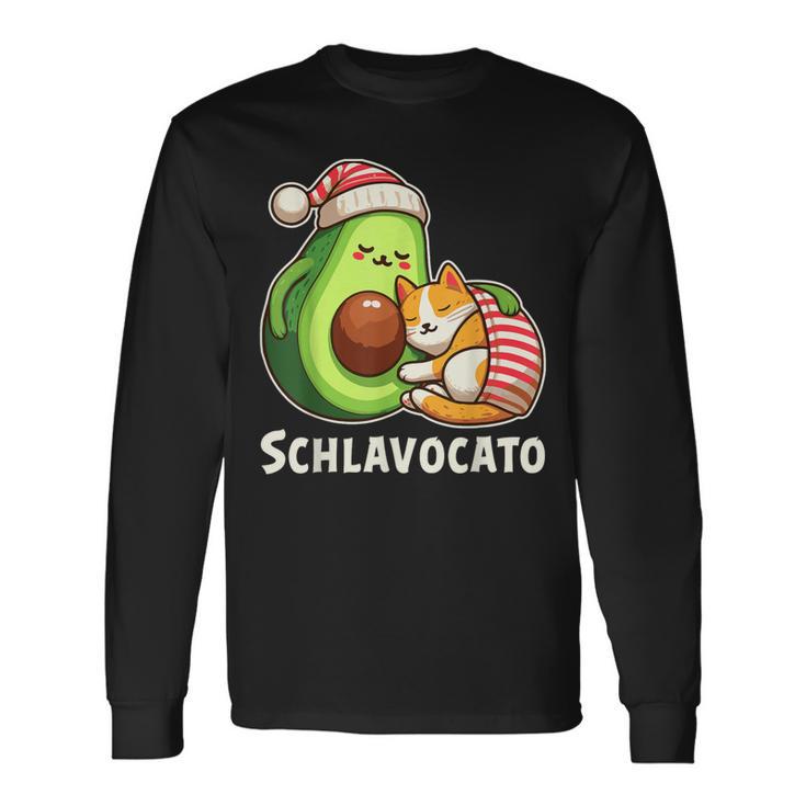 Schlavocato Official Sleep Pyjamas Sleep Avocado Cat Langarmshirts Geschenkideen