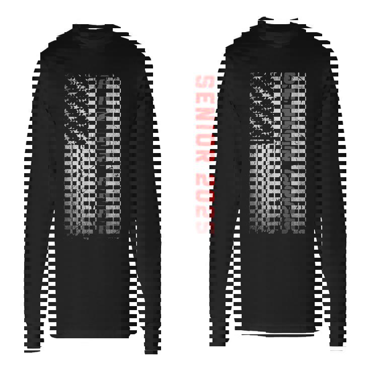 Senior 2025 Patriotic American Flag Graduation Class Of 2025 Long Sleeve T-Shirt Gifts ideas