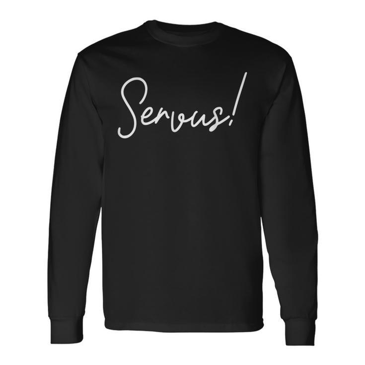 Servus In Handschrift Mit Bayern Motiv Langarmshirts Geschenkideen