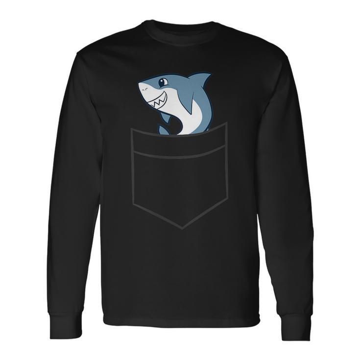 Shark In A Pocket Cute Pocket Shar Langarmshirts Geschenkideen