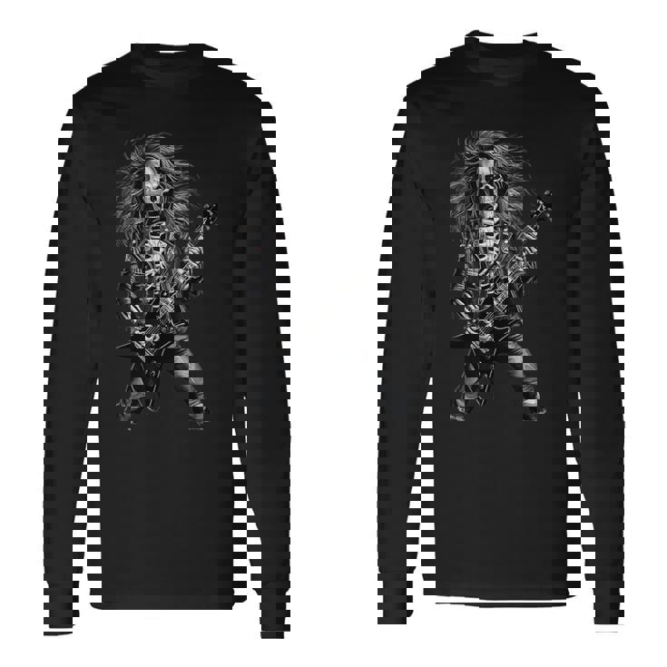 Skeleton Rocker With Guitar Skeleton Playing Guitar Long Sleeve T-Shirt