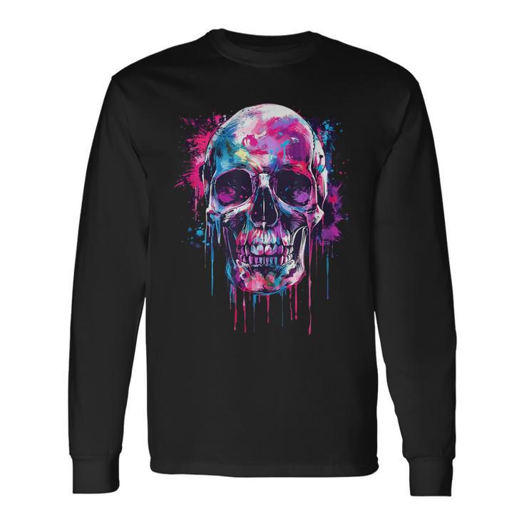 Skeleton Skull Biker Rocker Skull Punk Rock Langarmshirts Geschenkideen