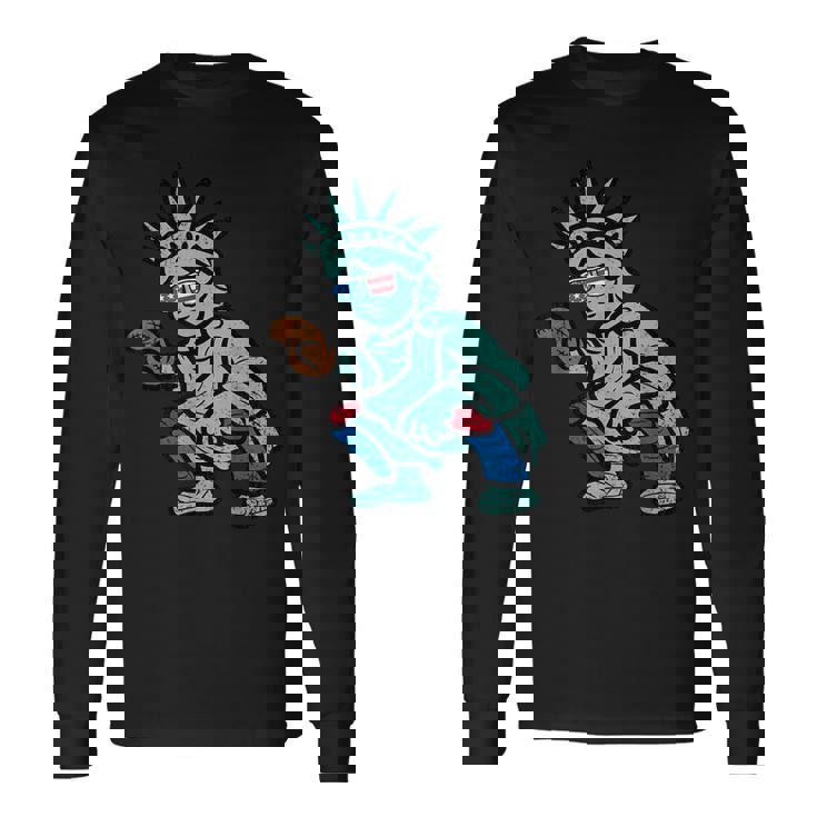 Statue Of Liberty Baseball Player 4Th Of July Sport American Long Sleeve T-Shirt