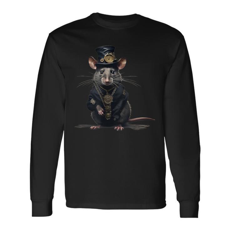 Steampunk Rat Dead Death Grunge Gothic Dark Steam Punk Langarmshirts Geschenkideen