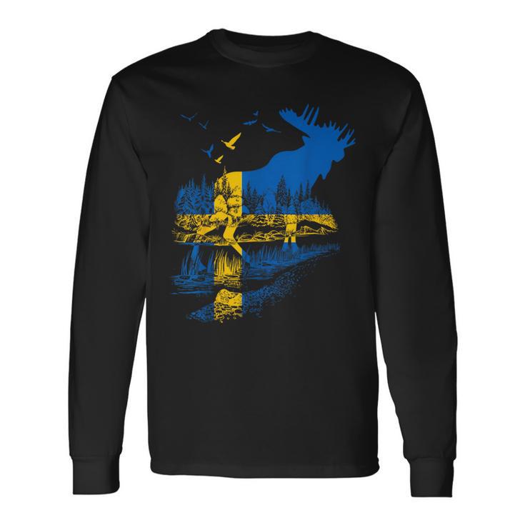 With Sweden Flag Flag Elk Län Sweden Langarmshirts Geschenkideen