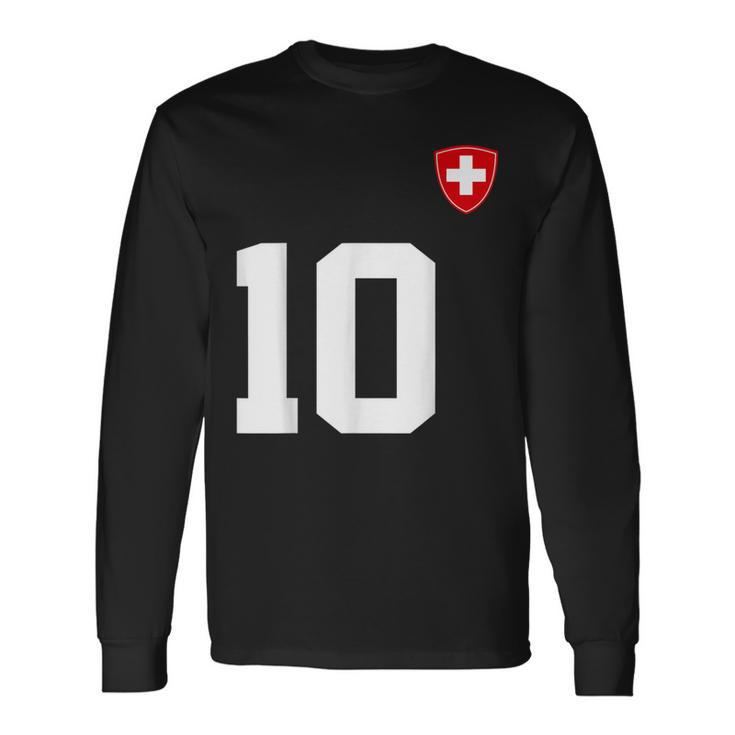 Switzerland 10 Sport Enthusiast Swiss Flag Suisse Fan Jersey Langarmshirts Geschenkideen