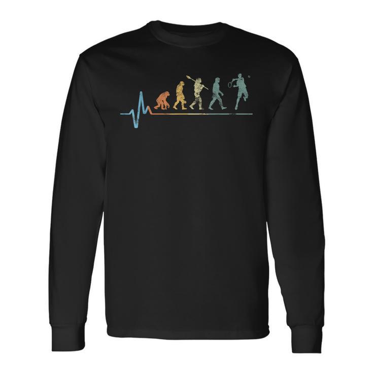 Tennis Evolution Herzschlagintage Retro Tennis Player Pulse Langarmshirts Geschenkideen