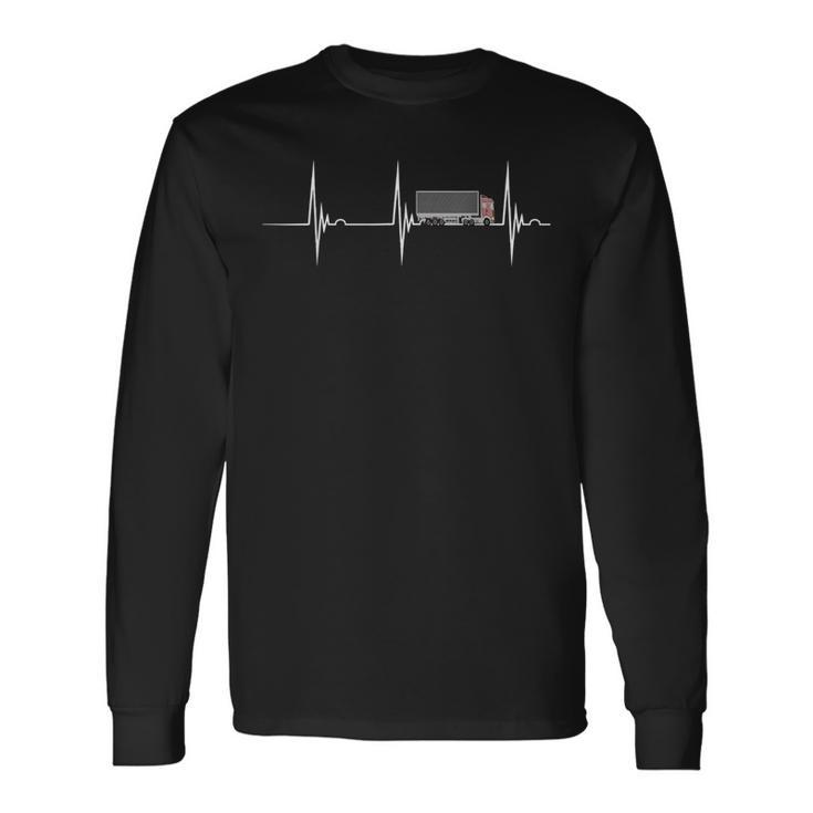 Trucker Driver Heartbeat Ecg Pulse Truck Trucker Driver Langarmshirts Geschenkideen