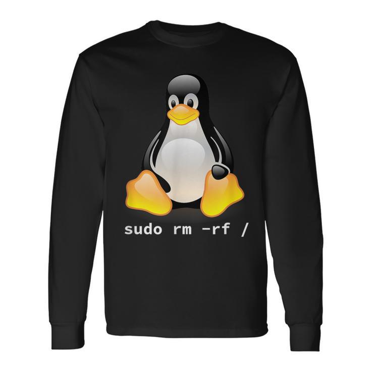 Tux Linux Penguin Sudo Rm -Rf Computer Science Langarmshirts Geschenkideen