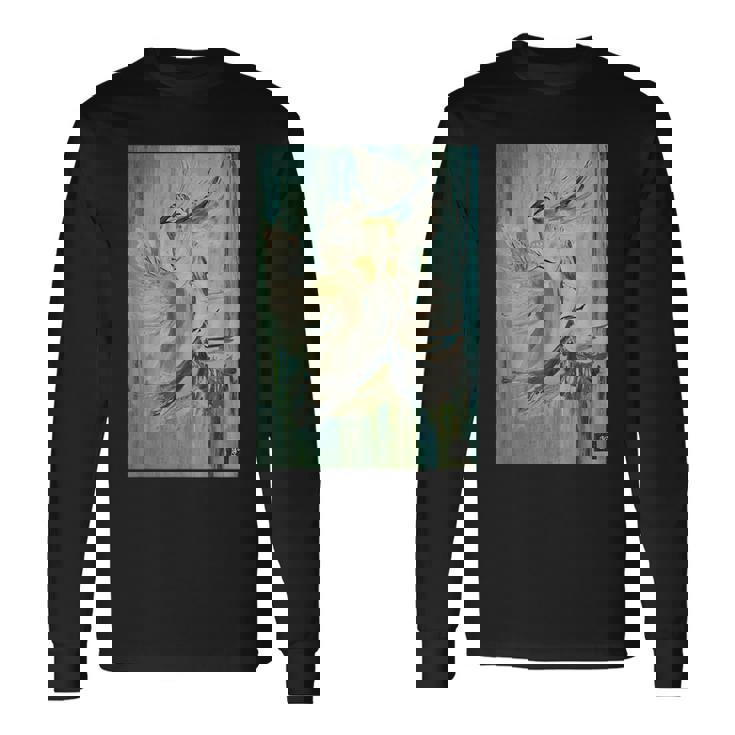 Uccelli Divertenti Uccelli Stile Astratto Maglietta a maniche lunghe