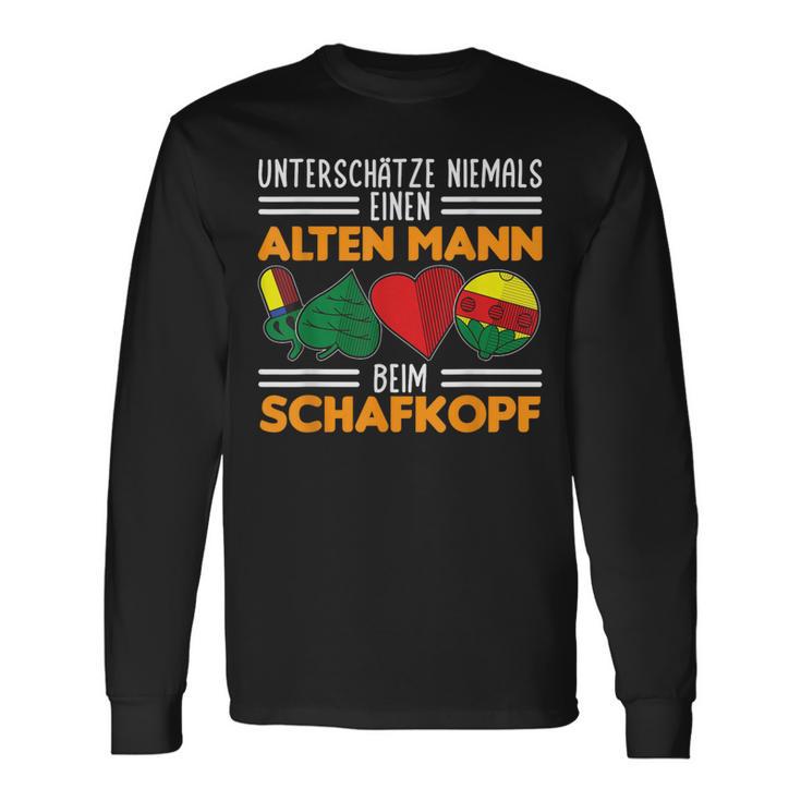 Unterschätze Niemals Einen Alten Mann Beim Schafkopf Langarmshirts Geschenkideen