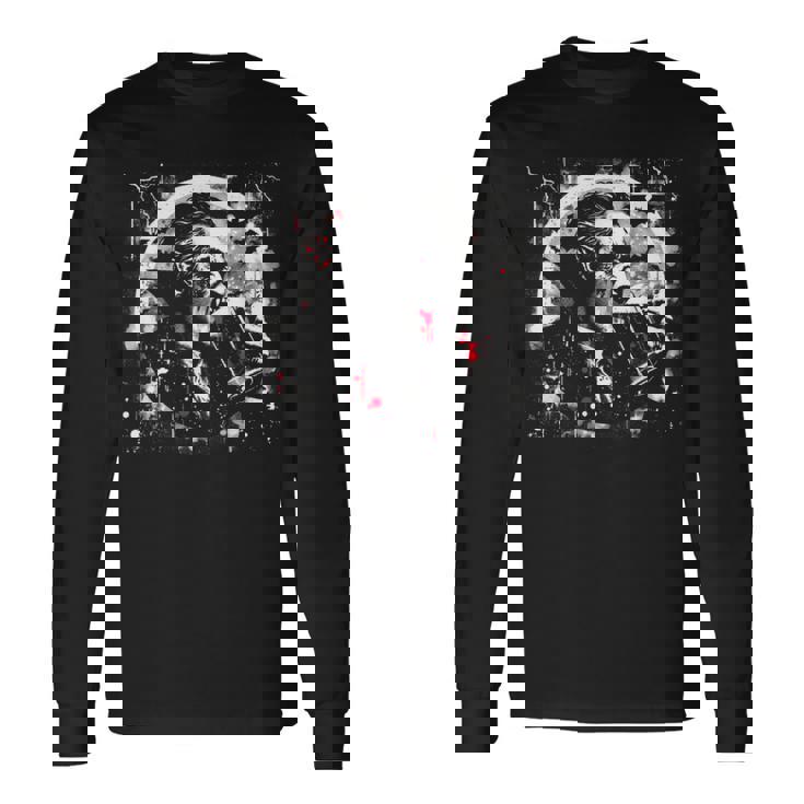 Vampire Beer Drinking Creepy Dracula Beer Halloween Lover Long Sleeve T-Shirt
