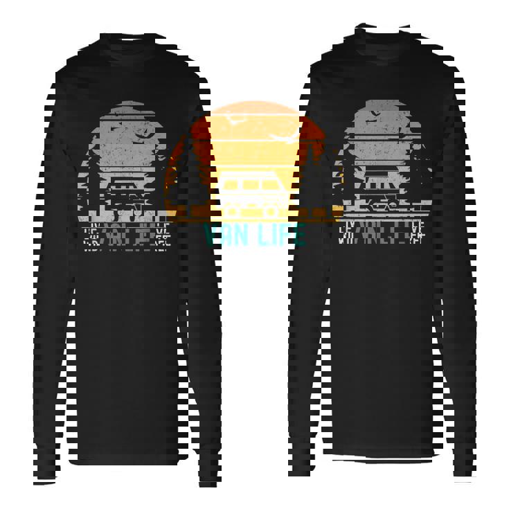 Van Life Tramonto Silhouette Campeggioannin' Live Wild Free Maglietta a maniche lunghe