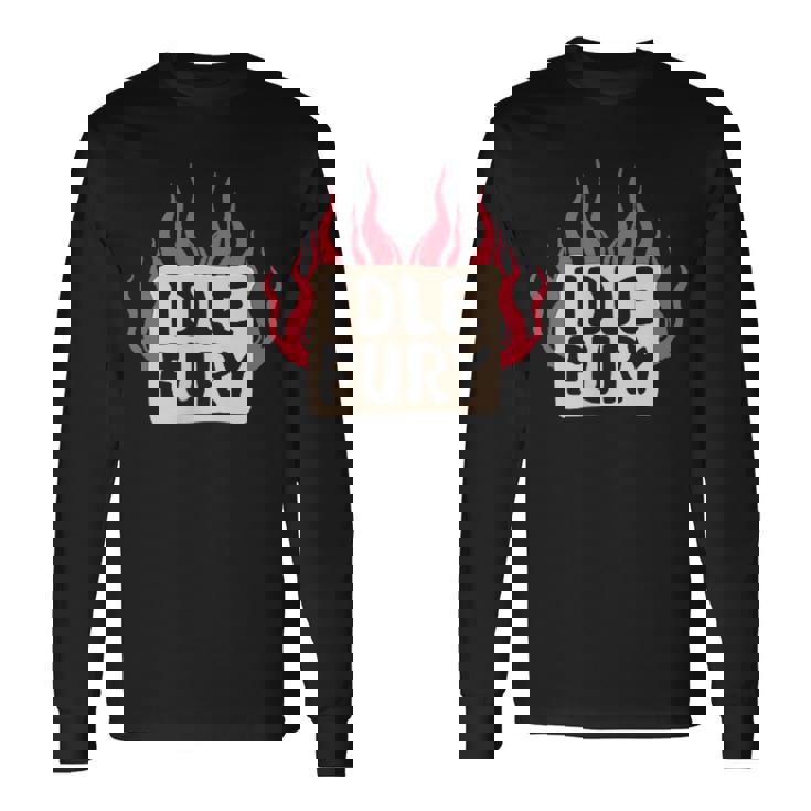 Ver Impresión Trasera Idle Fury Fuego Tatuaje Japonés Tigre Camiseta de manga larga