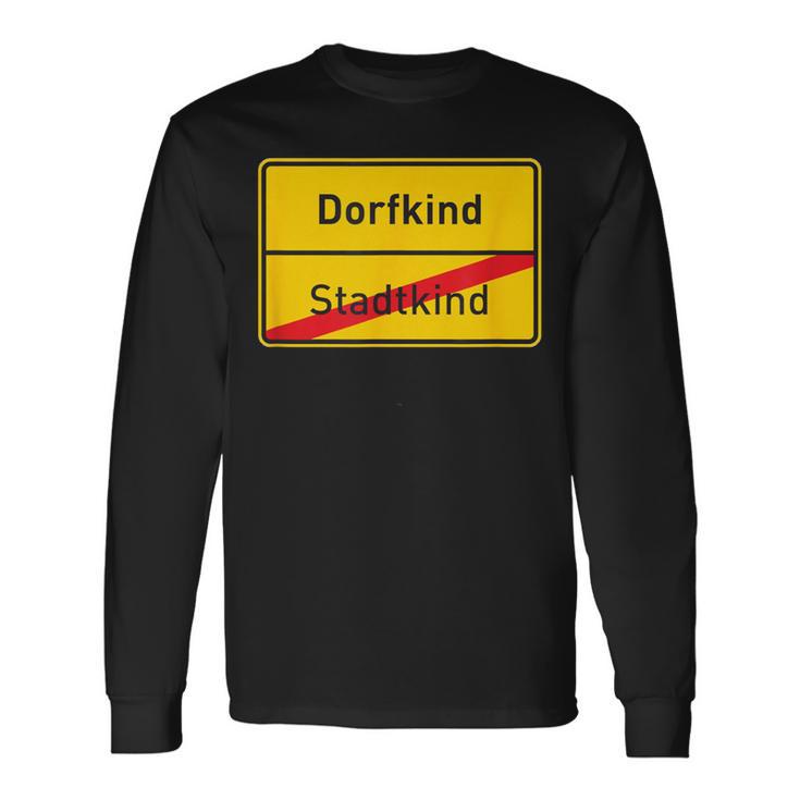 Village Sign Dorfkind Stadtkind Langarmshirts Geschenkideen