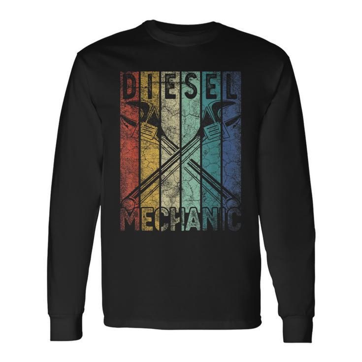 Vintage Diesel Mechanic Car Garage Distressed Langarmshirts Geschenkideen