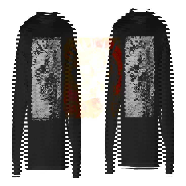 Vintage Graffiti Biker Rocker Skull Punk Horror Skull Long Sleeve T-Shirt