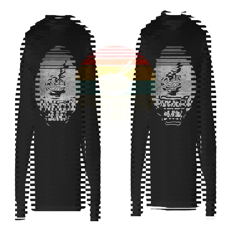 Vintage Powered By Ramen Japanese Love Anime Noodles Foodie Long Sleeve T-Shirt Gifts ideas