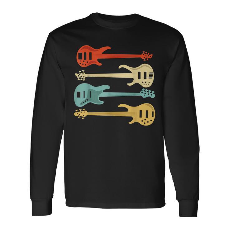 Vintage Retro Bass Guitar Bass Guitarra Camiseta de manga larga