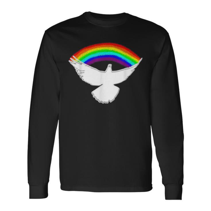 Weiße Friedenstaube Mit Regenbogen Langarmshirts Geschenkideen